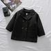 HAOTAGS Girls Dress Coat Kids Peacoat Jacket Long Sleeve Button Trench Coat Pocket Outerwear Black Size 3-4 Years