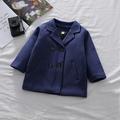 HAOTAGS Kids Girl Lapel Double Breasted Pea Coat Long Sleeve Button Trench Coat Pocket Outerwear Navy Size 1-2 Years