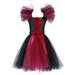 YDOJG Dresses For Girls Toddler Kids Baby Magnificent Witch Black Gown Fancy Dress Up Party Tulle Dresses For 6-7 Years