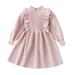 YDOJG Dresses For Girls Toddler Kids Baby Long Sleeve Patchwork Solid Sweater Princess Dress Outfits For 2-3 Years