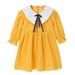 YDOJG Dresses For Girls Toddler Children Kids Baby Long Ruffled Sleeve Bowknot Corduroy Princess Dress Outfits Clothes For 4-5 Years