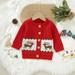 Gubotare Girls Long Sleeve Sweater Boys Christmas Long Sleeve Sweaters Warm Jacket Cotton Knit Cardigan Button (Red 6-9 Months)