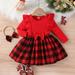 Gubotare Girls Casual Dress Long Sleeve Red Dress Dance Party Dresses Clothes (Red 3-4 Years)