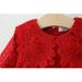 Gubotare Dresses for Teens Girls Girls Long Ruffled Sleeve Solid Patchwork Lace Princess Dress Outfits (Red 12-18 Months)