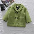 HAOTAGS Kids Girl Lapel Double Breasted Pea Coat Long Sleeve Button Trench Coat Pocket Outerwear Green Size 5-6 Years