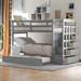 Twin Over Twin Bunk Bed with Trundle and Storage Staircase, Solid Hardwood