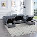 116" Square Arm Sectional Sofa U-Shape Velvet Upholstered Modular Couch with Reclined Backs and Storage, Ottoman Included