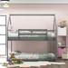 Twin over Twin Low Bunk Bed, House Bed with Ladder, Twin Size Canopy Bed with Safety Rail, Bottom Bed without Frame