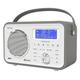 Spitalfields 2 Retro DAB/DAB+ Digital FM Portable Radio | Alarm Clock | Bluetooth 5.0 | Leather Effect Finish | Mains Powered | Rechargable Battery | Subwoofer | Premium Stereo Sound (Grey)