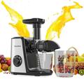 Muchen Slow Juicer Entsafter für Obst und Gemüse Ruhiger Motor Leichte Reinigung mit Rückwärts-Kau-Funktion 150W aus Edelstahl schwarz silber inkl. Rezeptbuch Saftpresse Entsaftermaschine