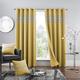 New Super Soft Solar Thermal Insulated KENDAL DIAMANTE BLACKOUT Eyelet Ring Top Curtains with Tie Backs - Energy Saving Curtains (Ochre, 90x90 Inches)