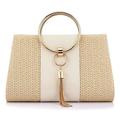 Women Straw Bag Crossbody Clutch Evening Clutch Purse Beach Shoulder Handbag, Yellow 01