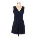 Romeo & Juliet Couture Casual Dress - A-Line V Neck Sleeveless: Blue Print Dresses - Women's Size Medium