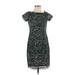 Adrianna Papell Casual Dress - Sheath High Neck Short sleeves: Green Print Dresses - Women's Size 4 Petite