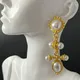 Boucles d'oreilles baroques vintage avec personnalité exagérée goutte d'oreille longue perle