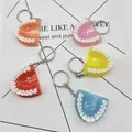 Funny Resin Tooth Key Chain Dentist Pendant Simulation Mini Denture Keychain for Bag Hanging
