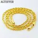 AGTEFFER Hip Hop 24K Gold Necklace 3MM Twisted Rope Twist Electroplating Gold Necklace for Men Women