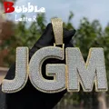 Bubble Letter Iced Out Pendant Customized Name Plate Necklace for Men Personalized Charms Two Tone