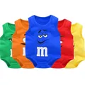 0-24M Newborn Baby Bodysuit for Boys and Girls Letter Print Funny M Bean Cotton Sleeveless Baby