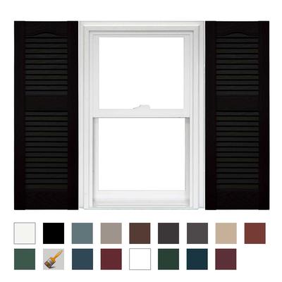 Mid America Open Louver Vinyl Shutters 14.5 Inch Width (1 Pair) In Stock Now 14.5 x 48 002 Black