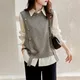 Fashion Knitted Vest for Women Sleeveless Sweater Vest Retro Knit Tank-Top Korean Female Autumn and