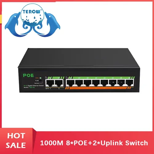 Gigabit-Switch 8 Port 1000 MBit/s Poe-Switch 2 Port 1000 MBit/s Uplink-Ethernet-Switch 52V 120W