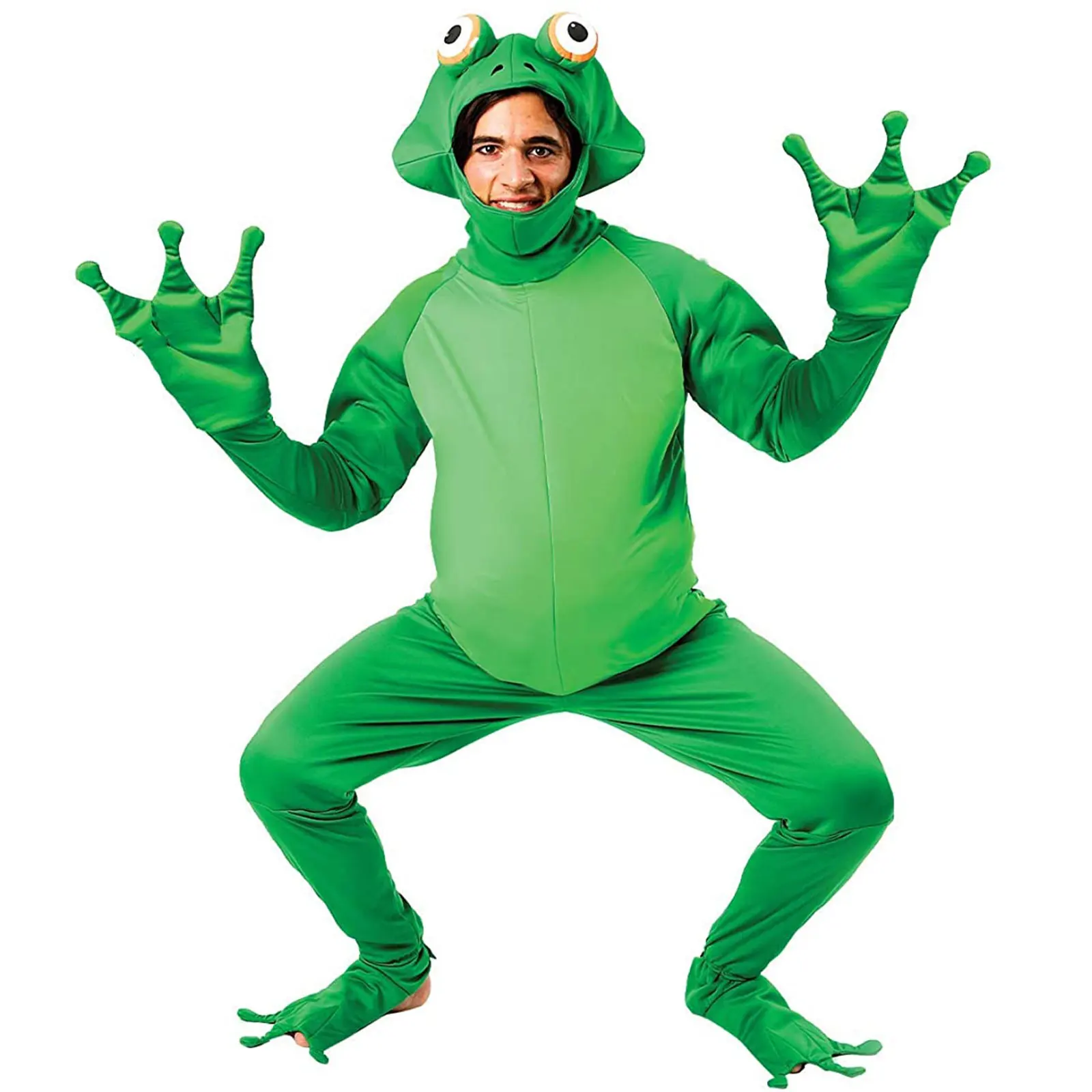 Männer Lustige Frosch Cosplay Kostüm Neuheit Erwachsene Tier Halloween Cosplay Party Overall Outfit Overalls Plus Größe Übergroße Kleidung Image