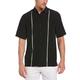 Cubavera Herren Short Sleeve Insert Panels with Pick Stitch Shirt Hemd, Schwarz (Jet Black), 4XL