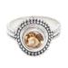 Exquisite Brilliance,'Sterling Silver Cocktail Ring with Round Citrine Stone'