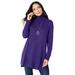 Plus Size Women's CashMORE Collection Turtleneck by Roaman's in Midnight Violet (Size 12)