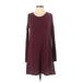 Abercrombie & Fitch Casual Dress - Mini Cold Shoulder Long sleeves: Burgundy Solid Dresses - Women's Size Small