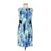 DressBarn Casual Dress - Shift: Blue Acid Wash Print Dresses - Women's Size 6