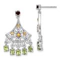 925 Sterling Silver Polished Post Earrings Garnet Citrine and Peridot Long Drop Dangle Earrings Measures 31x19mm Wide Jewelry Gifts for Women