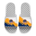 Men's ISlide x Mitchell & Ness White Golden State Warriors Paint Stripe Slide Sandals
