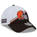 Men's New Era White/Brown Cleveland Browns 2023 Sideline 39THIRTY Flex Hat