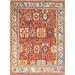 Shahbanu Rugs Crimson Red Afghan Peshawar All Over Heriz Design 200 KPSI Vegetable Dyes Soft Wool Hand Knotted Rug (8'10"x12'1")