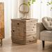 Modern End Side Table with 1 Drawer and 1 Door, Retro Fashion Splicing Design Bedside Table Night Stands for Bedroom Living Room