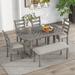 6-Piece Rubber Wood Dining Set with Beautiful Grain Pattern Tabletop, Rustic Kitchen Table with Bench & 4 Padded Dining Chairs