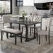 6-Pcs Kitchen Table Set Wood Dining Table with 4 Tufted Chairs & Bench