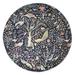 Shahbanu Rugs Licorice Black Fine Afghan Peshawar Birds of Paradise Design Natural Wool Hand Knotted Round Rug (8'1" x 8'2")