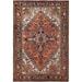 Shahbanu Rugs Orange Old Bohemian Persian Heriz Rustic Feel Evenly Worn Pure Wool Hand Knotted Clean Rug (6'8" x 9'4")