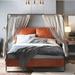 17 Stories Low Profile Canopy Bed Upholstered/Metal/Faux leather in Brown | 72.64 H x 75.6 W x 84.4 D in | Wayfair 597A99726D5D48ED9B2A3C84A52DB998