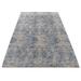 Shahbanu Rugs Medium Gray, ERASED ROSSETS, Silk with Textured Wool, Hand Knotted, Oriental Rug (4'9" x 7'0") - 4'9" x 7'0"