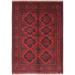 Shahbanu Rugs Lipstick Red, Afghan Andkhoy with Rosette Design, Soft Wool, Hand Knotted Oriental Rug (3'4" x 4'8") - 3'4" x 4'8"