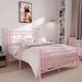 Lark Manor™ Ajayceon Metal Platform Bed Frame w/ Vintage-Style Headboard & Footboard Metal in Pink | 45.6 H x 39.8 W x 78 D in | Wayfair