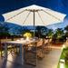 Arlmont & Co. 9 ft Patio Umbrella w/ Crank Lift, LED Outdoor Table Market Umbrella w/ 32 LED Lights for Yard in Brown | Wayfair