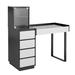 Ebern Designs Ellana SlayStation Duet Glass top Makeup Mirror Storage w/ Drawer, Vanity Modern Desk w/ Drawers Wood in Black | Wayfair