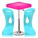 Wrought Studio™ 3 Piece Rechargeable 2 Person LED Light Up Outdoor Bar Stool & Table Set w/ Remote Plastic in Gray/White | 23.5 W in | Wayfair