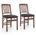 Red Barrel Studio® Ashcom PU Padded Banquet Folding Chair Set of 2 in Black/Brown | 34 H x 16 W x 19.5 D in | Wayfair