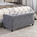 35 Inch Storage Ottoman, Button-Tufted Ottoman Linen Storage Bench with Safety Close Hinge, Ottoman with Storage, Foot Rest